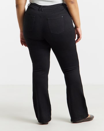 Black Stretch Denim Flared Jeans