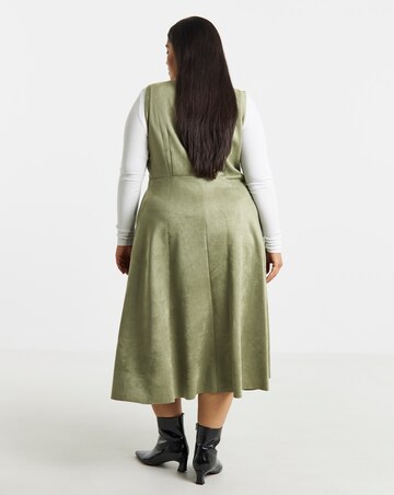Simply Be Khaki Suedette Pinafore Dress