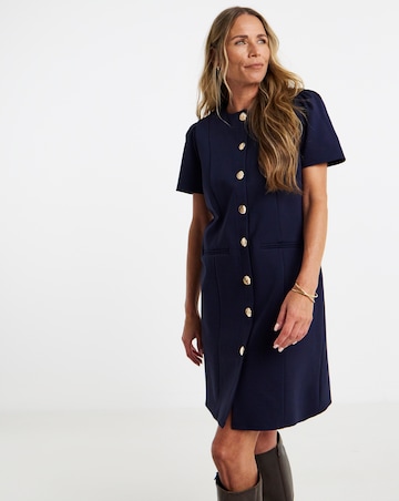 Button Detail Ponte Mini Dress