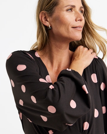Soft Touch Long Sleeve V Neck Tea Dress