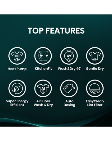 Hisense 5i 12kg / 8kg Heat Pump KitchenFit Washer Dryer White