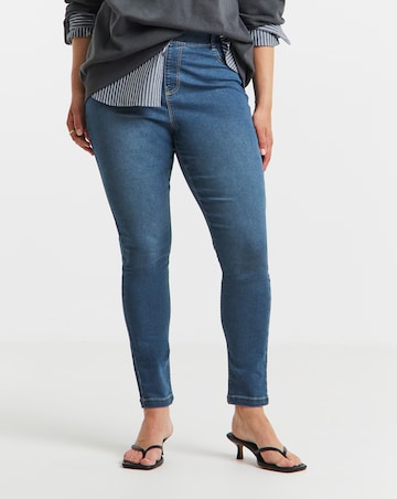 Mid Wash Stretch Skinny Pull On Jeggings