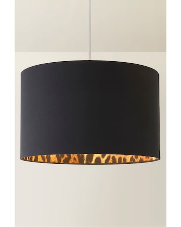 ValueLights Oasis Large Black Drum Shade with Leopard Inner 30cm