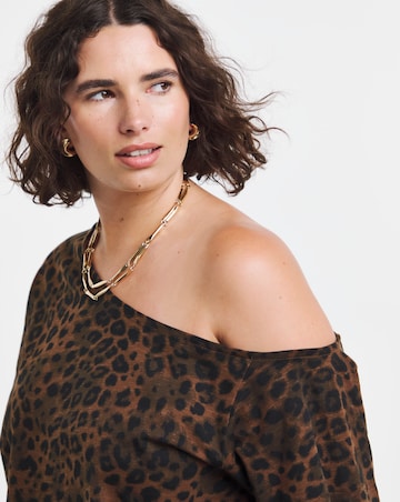 Simply Be Animal Print Off The Shoulder Slub Top