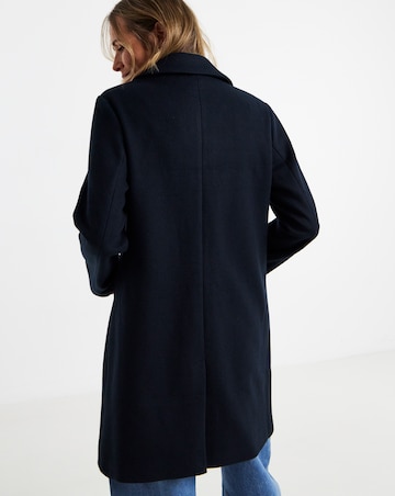 Navy Single Breasted Lined Coat