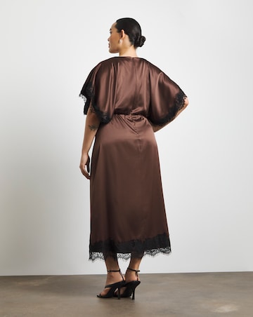 Joanna Hope Satin Lace Trim Midi Dress