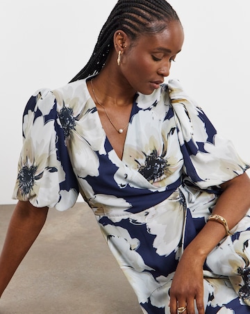 Joanna Hope Wrap Dress With Puff Sleeves