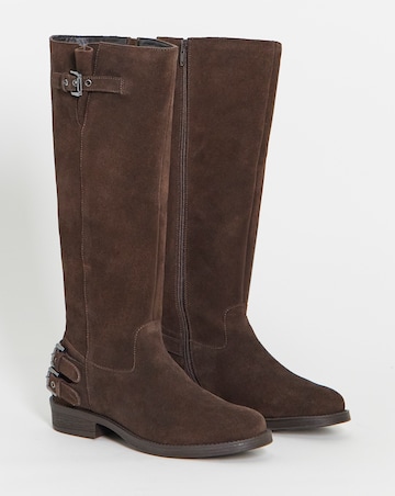 Octavia Suede Straight Leg Knee High Boots - Wide Fit (E) & Curvy Calf
