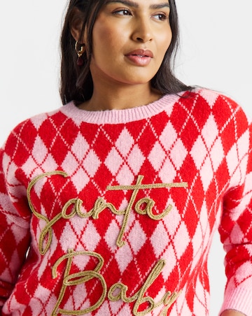 Santa Baby Argyle Christmas Jumper