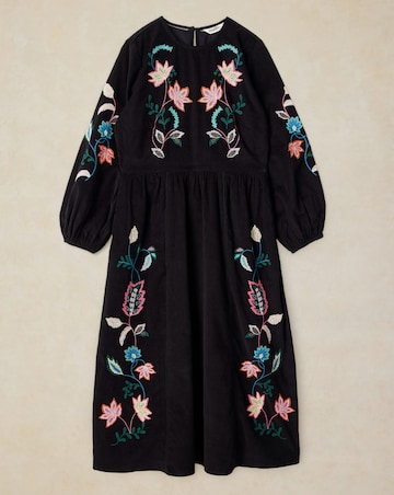 White Stuff Wren Embroidered Cord Dress