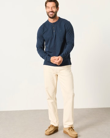 FatFace Long Sleeve Woodside Henley T-Shirt - Navy