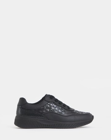Heavenly Soles Rosetta Lace Up Patterned Leather Trainer - Extra Wide Fit (EEE)