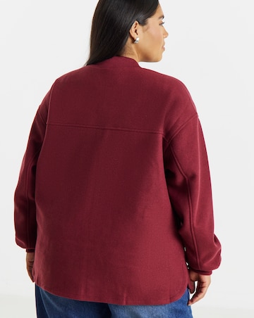 Simply Be Burgundy Soft Zip Through Bomber Jacket