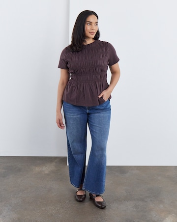 Simply Be Chocolate Shirred Peplum Top
