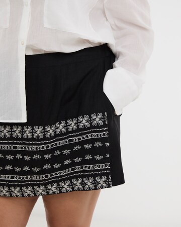 Black Embroidered Skort