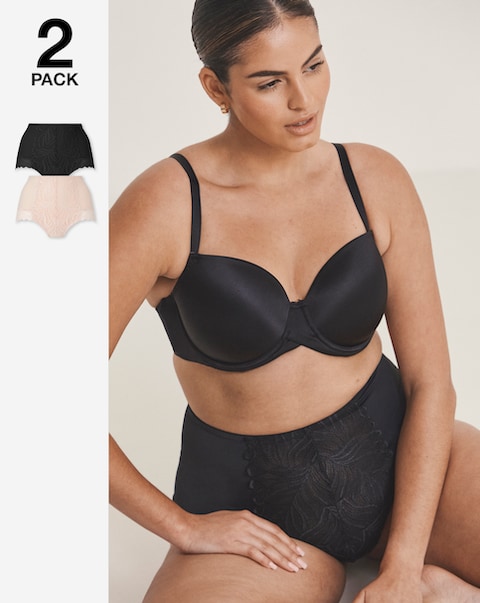 MAGISCULPT Firm Control (2 Pack) Tummy Control High Waist Briefs Blush/Black