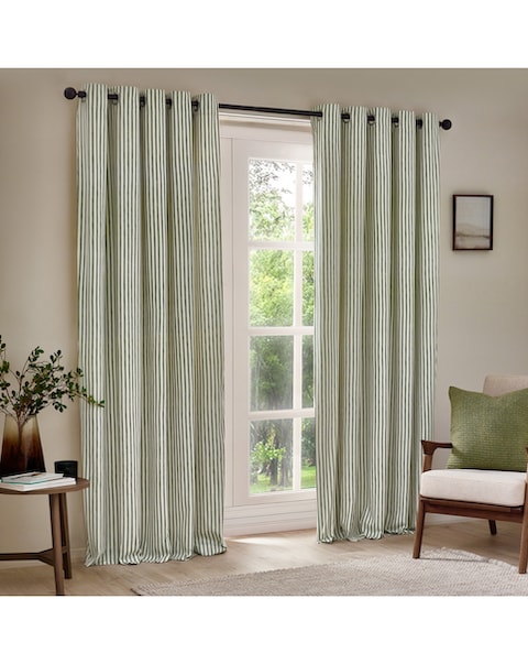 Yard Hebden Striped 100% Cotton Eyelet Lined Curtains