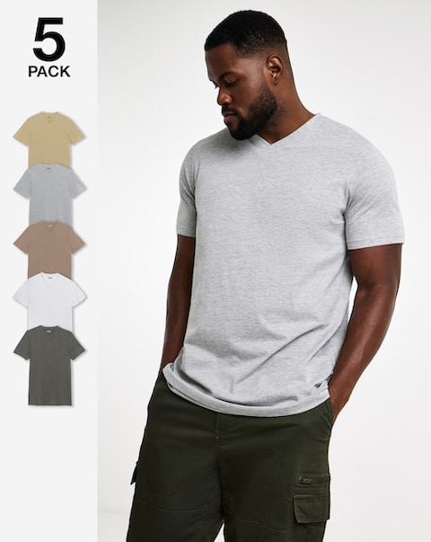 5 Pack V Neck T-Shirts Extra Long