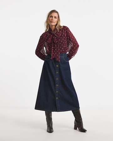 Spot Print Neck Tie Georgette Blouse