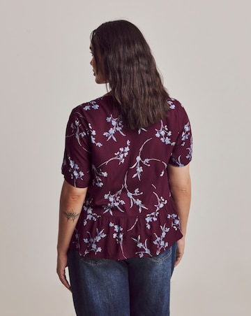 Julipa Printed Button Down Peplum Blouse
