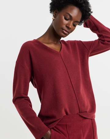 Red Cosy Seam Front Long Sleeve Top