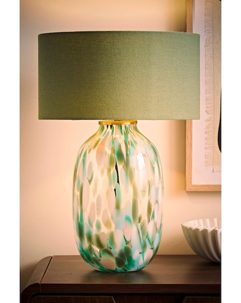 ValueLights Belinda Green Confetti Glass Table Lamp