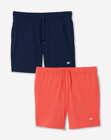 Jack & Jones Maui Tropic Solid Swim Trunk 2 Pack - Navy/Coral