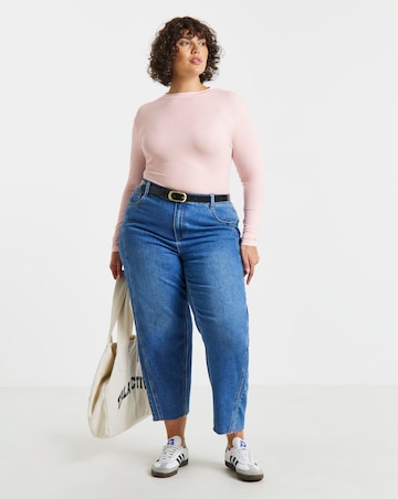 Simply Be Blush Long Sleeve Soft Rib Top