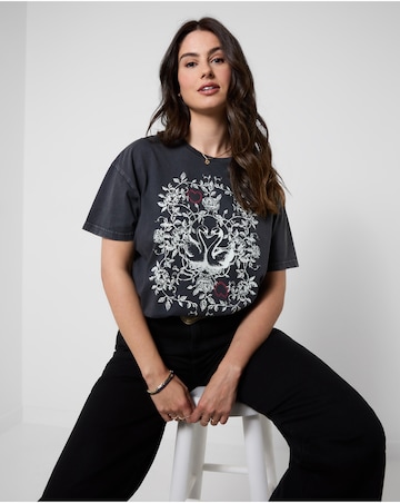 Joe Browns Short Sleeve Acid Wash Swan Graphic T-Shirt