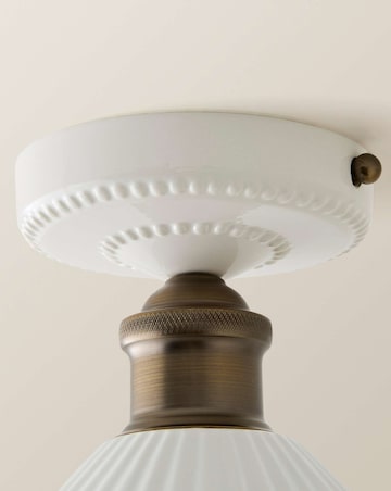 ValueLights Burford Ceramic Ribbed Semi Flush Ceiling Light