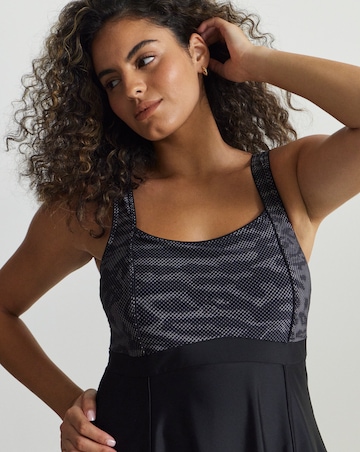 Sports Square Neck Swimdress With Shorts
