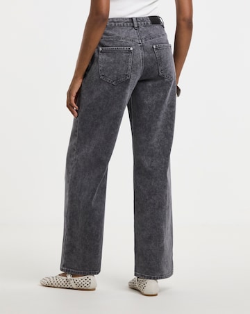 Washed Grey Crossover Straight Leg Jeans