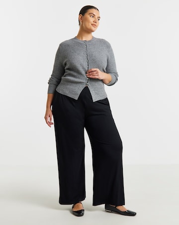 Black Jersey Elasticated Waist Wide Leg Trouser