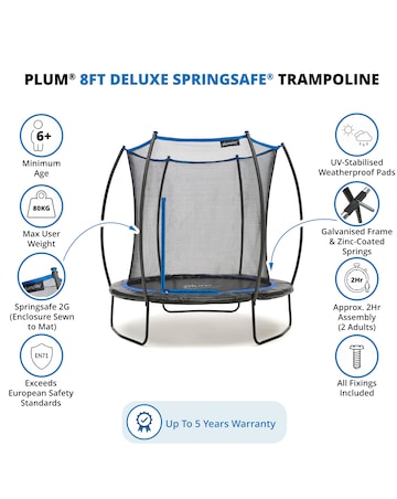 Plum 8ft Deluxe Springsafe Trampoline & Enclosure