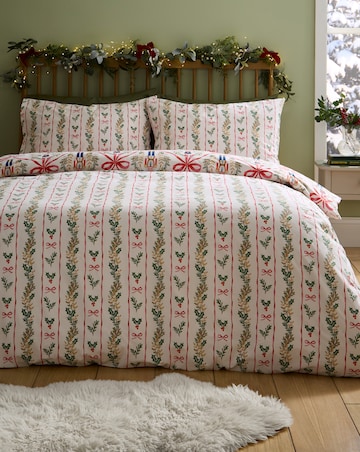 Catherine Lansfield Christmas Nutcracker Bows Duvet Cover Set