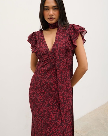 Pretty Lavish Andi V-Neck Frill Leopard Print Maxi Dress
