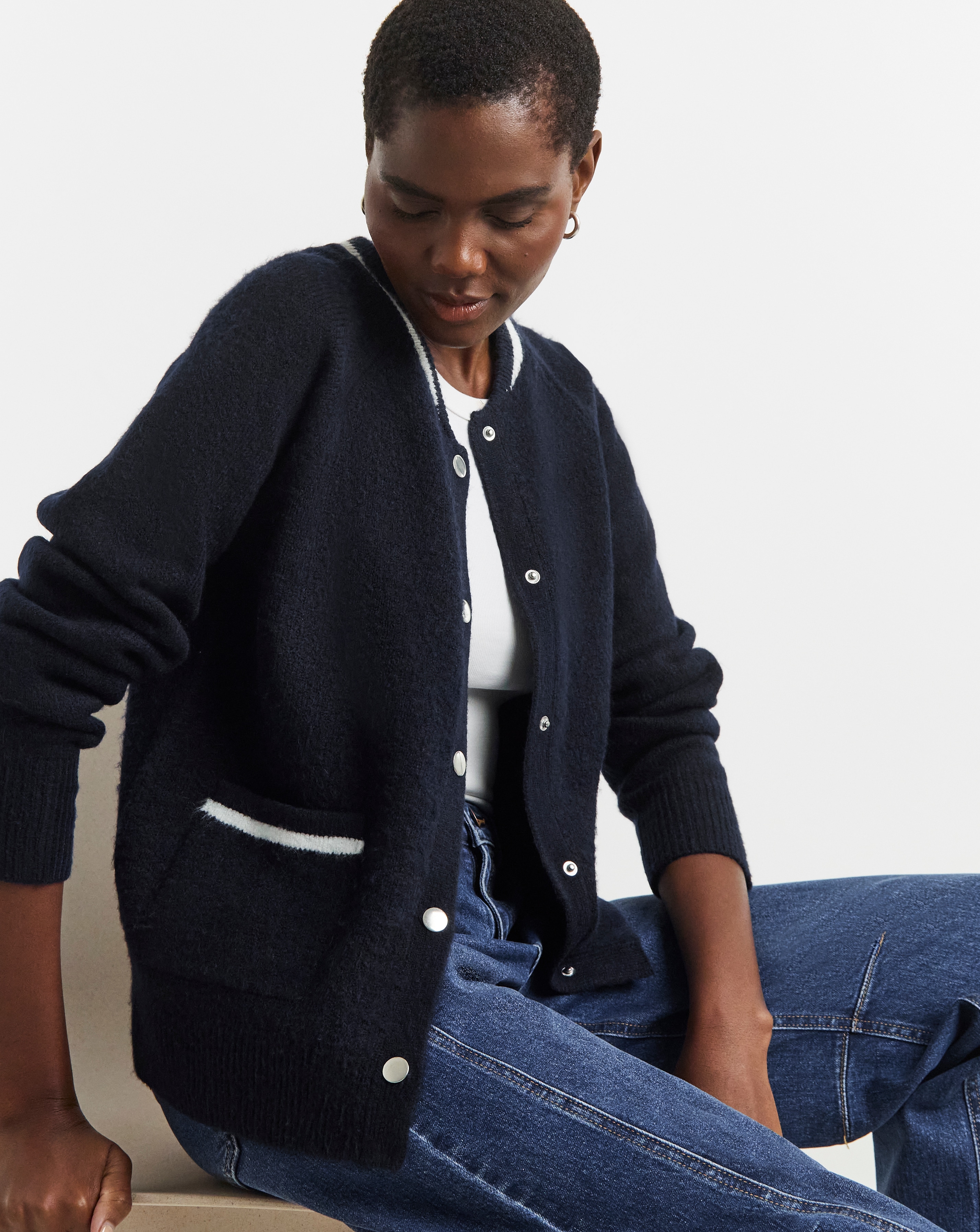 Boxy Contrast Trim Cardigan | Fashion World