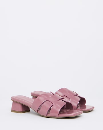 Sara Woven Mule Block Heeled Sandals - Wide Fit (E)
