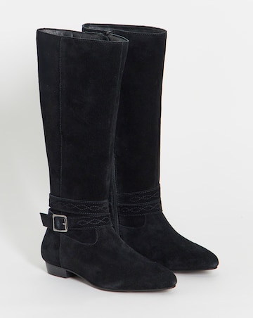Neveah Suede Flat Knee High Boots - Wide Fit (E) & Curvy Calf