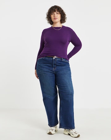 Simply Be Blackberry Long Sleeve Soft Rib Top