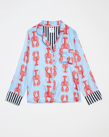 Chelsea Peers Woven Satin Lobster Stripe Pyjama Set