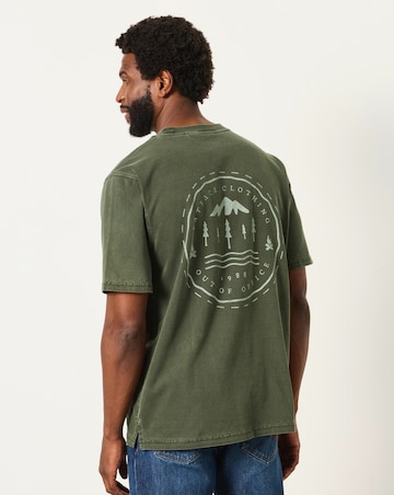 FatFace Mountain Graphic T-Shirt - Khaki Green