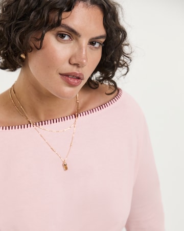 Simply Be Blush Whipstitch Edge Long Sleeve Top