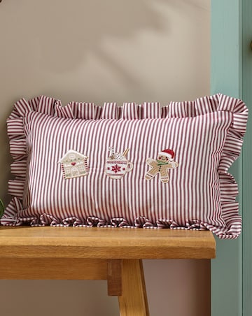 Catherine Lansfield Christmas Gingerbread Striped Filled Cushion