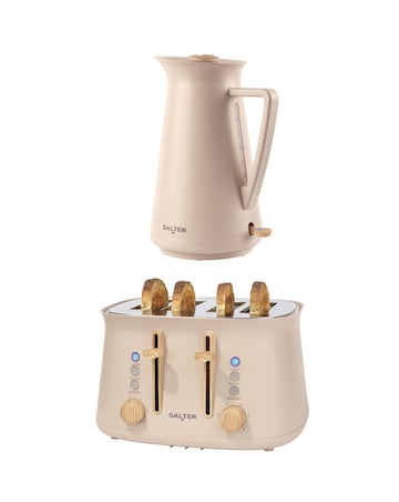 Salter Malmo Rapid Boil Kettle & Salter Malmo 4 Slice Toaster - Stone Bundle