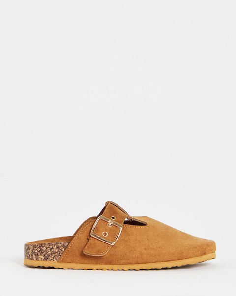 Valetta Buckle Closed Toe Cut Out Mules - Wide Fit (E)