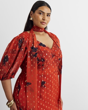 Joanna Hope Metallic Dobby Printed Maxi Dress