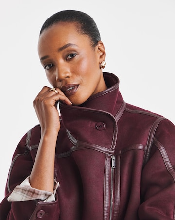 Burgundy Zip Front Aviator Jacket