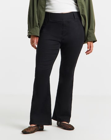 Black Stretch Flared Pull On Jeggings