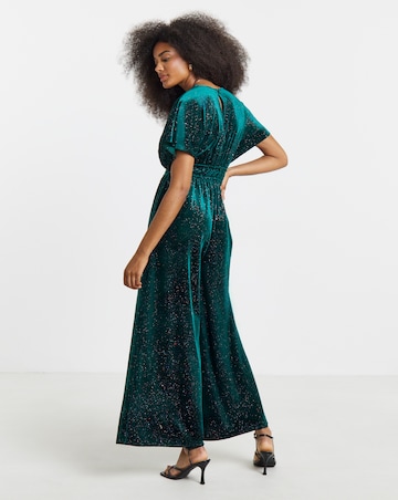 Twisted Wunder Glitter Velvet Wide Leg Jumpsuit